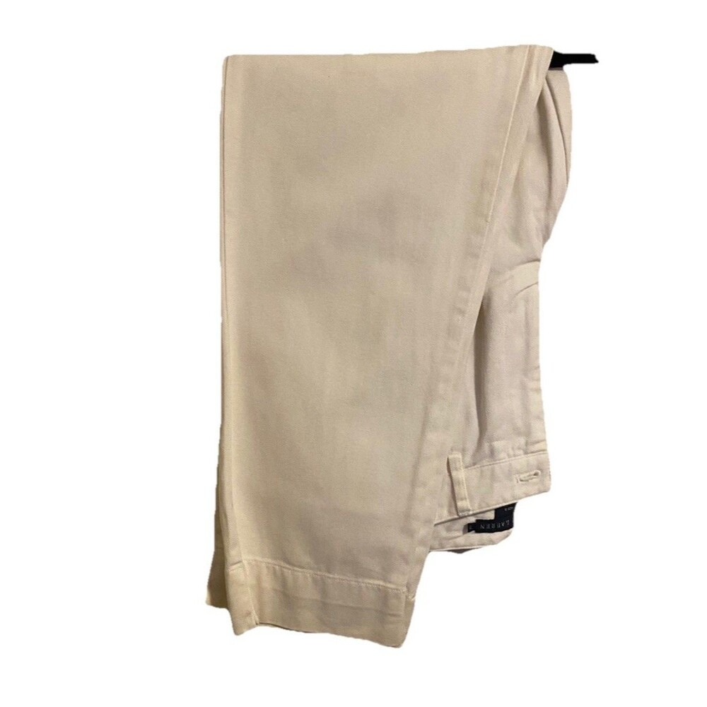 Ralph Lauren Classic Chino White Denim Capri Pants Size 2 Zip 100% Cotton